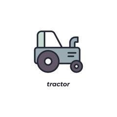 Vector sign tractor symbol is isolated on a white background. icon color editable.