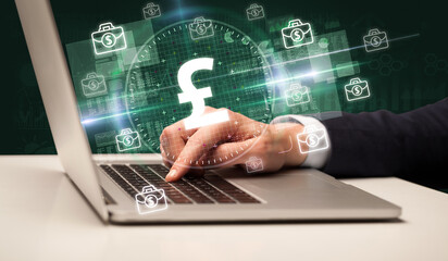 business hand working in stock market