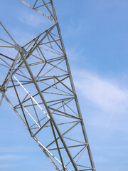 steel structure of transmission line tower on sky background