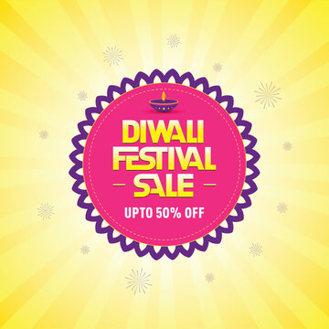 Diwali mega sale discount offer logo unit with yellow background, Sign, Symbol, 50%off, Modern logo.