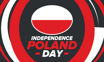 Independence Day in Poland. National happy holiday, celebrated annual in November 11. Polish flag. Patriotic elements. Poster, card, banner and background. Vector illustration