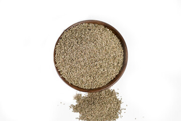 Ajwain or Trachyspermum ammi,caraway herb spice seeds on white background
