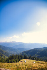 landscape with mountains and clouds
