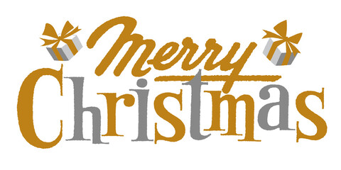 メリークリスマス　オシャレなロゴ文字　金銀