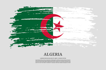 Algeria flag with brush stroke effect and information text poster, vector