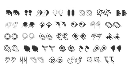 Abstract Set Collection Black Quotemarks Speech Punctuation Excerpt Remarks Icons Vector Design Style