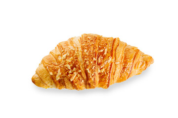 Fresh croissant with cheese isolated on white background. cheese bun close-up.