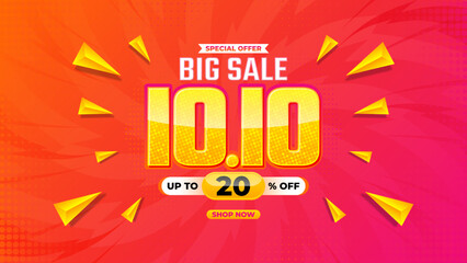 10.10 Shopping day 2022 big sale banner background for business retail promotion vector for banner, poster, social media feed