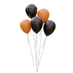 Black and orange Balloons of Halloween Day isolated white background,3d rendering