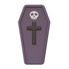 Obraz premium Ghost coffin of Halloween Day isolated white background,3d rendering
