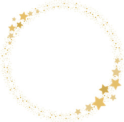 golden star wreath with hand written merry christmas calligraphy