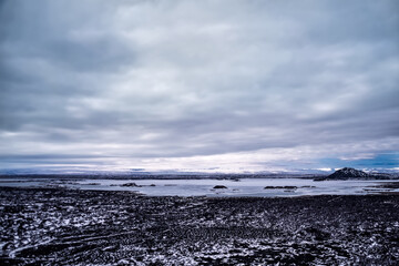 Landscape lakeview over vulcanic area in Iceland