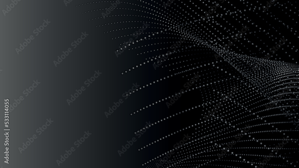 Poster futuristic point wave. digital wave of particles. technology background vector. cyberspace grid. vec