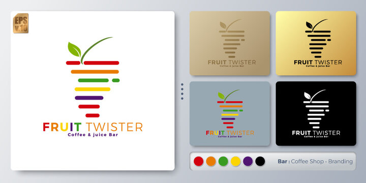 FRUIT twister vector illustration Logo minimal design. Blank name for insert your Branding. Designed with examples for all kinds of applications. You can used for company, indentity, ice cream shop
