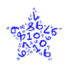 Blue 6; 7, 8, 9, 10 Numbers pattern on PNG background with with star digital image