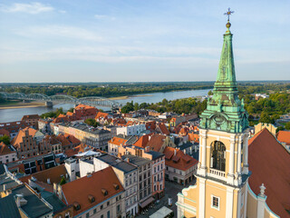 Torun. Aerial View of Old Town  Hall in Torun. Historical Buildings of the Medieval City of Torun. Kuyavian-Pomeranian Voivodship. Poland.