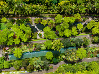 Funchal Green Gardens Aerial View. Funchal is the Capital and Largest City of Madeira Island in Portugal. Europe.