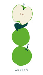 vector pattern of apples. Flat design