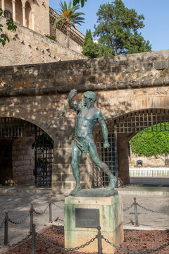  statue of the slinger created by artist lorenzo Rossello of the balearic islands in Palma