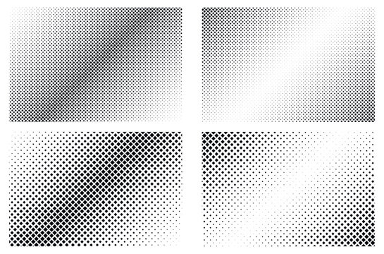 Halftone rhombuses dots. Checkered halftone pattern. Abstract rhombus background.