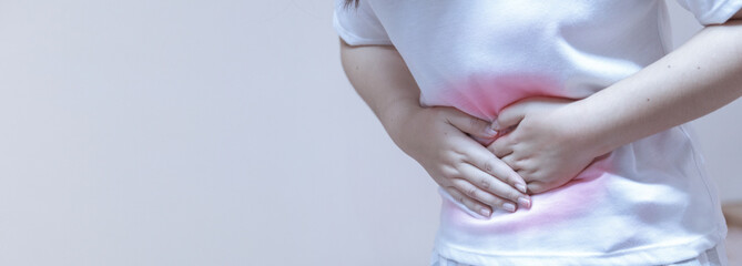 woman is having stomach ache,health concept.