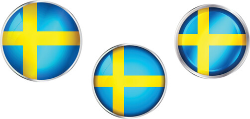 Obraz premium Round national flag pin of Sweden.Circular vector flag of Sweden