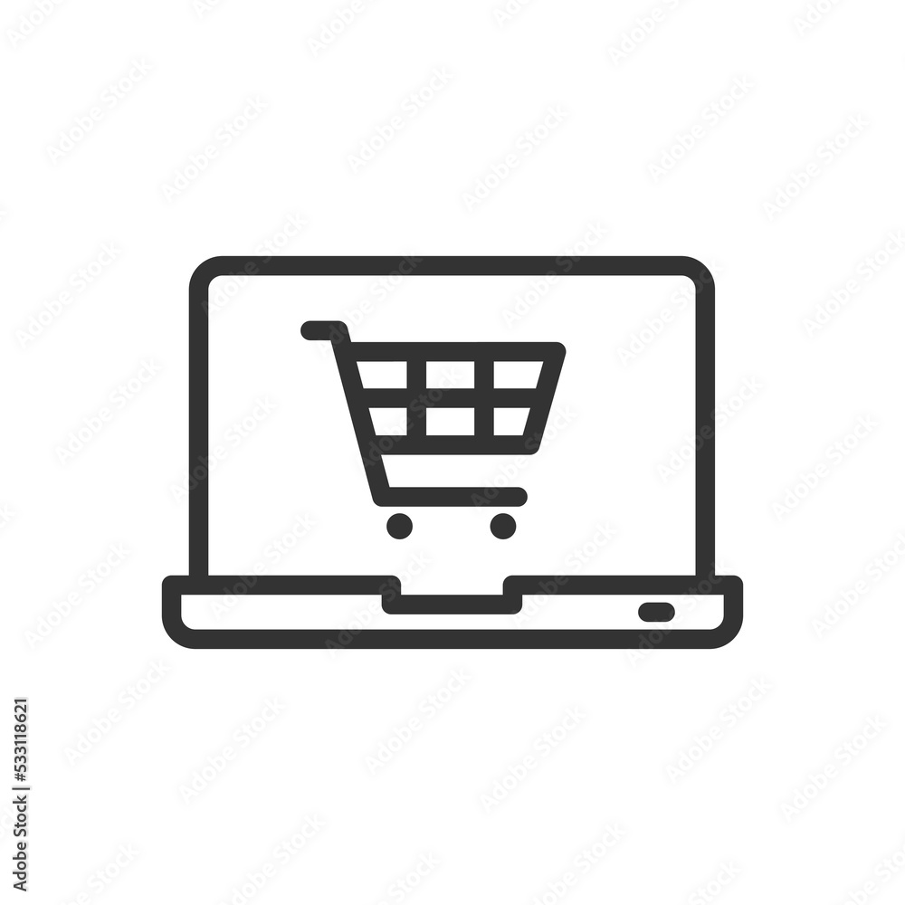 Poster online shopping outline vector icon online shopping stock vector icon for web, mobile app and ui des
