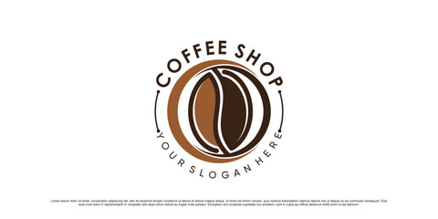 Coffee logo design illustration with coffee bean icon and creative concept