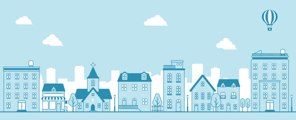 Modern cityscape, town street vector banner illustration © barks