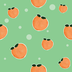 Peach fruit pattern seamless hand drawn