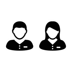 Male and female icon vector user person profile avatar symbol for business in a flat color glyph pictogram sign illustration