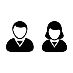 Profile icon vector male and female user person avatar symbol for business in a flat color glyph pictogram sign illustration