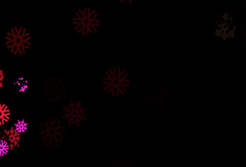 Dark Red, Yellow vector pattern with christmas snowflakes.