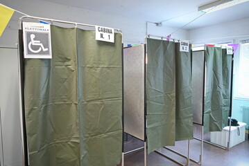 Italian voting booth  for national parliamentary elections. Turin, Italy - September 25, 2022
