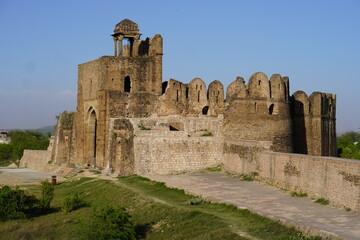 Fototapeta na wymiar Ruins of ancient Rohtas Fort in Jehlum Punjab Pakistan Which showcases the rich history of India and the Ancient Civilization and Architecture Vintage