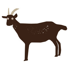 brown color goat vector flat illustration isolated on white background. Farm animal goat cartoon character.