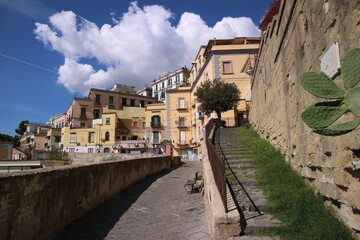 Fototapeta na wymiar The Scalinata del Petraio, a characteristic narrow street of the old city of Naples in Italy.