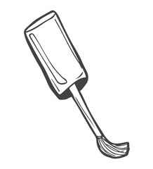 Hand draw nail Polish bottle Icon. Black nail Polish brush Silhouette isolated on White Background. Template for logo, Nail Studio, nail Polish, cosmetics store.