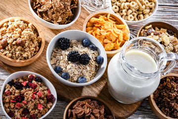 Composition with different sorts of breakfast cereal products