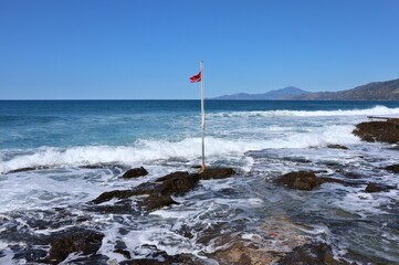 Palinuro - Bandiera rossa dal Lido Il Gabbiano