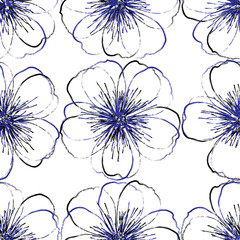 Seamless fabric of floral Line Pattern Vector, like ornament vector. Suit for package design, wallpaper, fashion print.