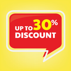 discount up to 30 percent sign label , good for retail business banner design. perfect to put on your product content