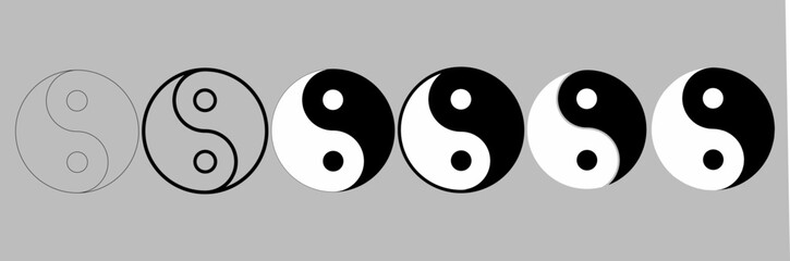 yin yang or jin Jang Symbol set - obrazy, fototapety, plakaty