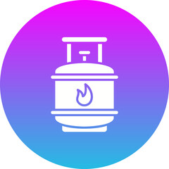 Gas Cylinder Gradient Circle Glyph Inverted Icon