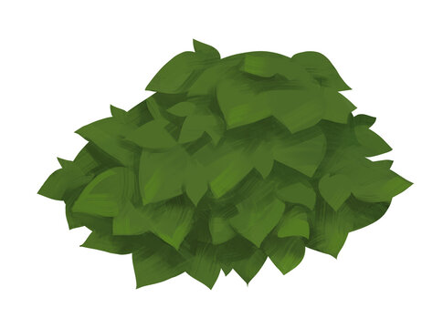 Hand drawn green forest bush 2d illustrations PNG isolated