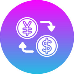 Currency Exchange Gradient Circle Glyph Inverted Icon
