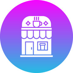 Coffee Shop Gradient Circle Glyph Inverted Icon