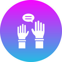 Raise Hand Gradient Circle Glyph Inverted Icon