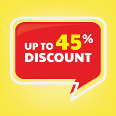 discount up to 45% sign label , good for retail business banner design. perfect to put on your product content