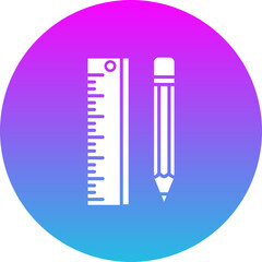Ruler And Pencil Gradient Circle Glyph Inverted Icon